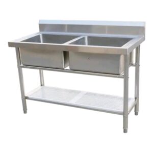 Commercial Stainless Steel Double Sink (Two Bowls)