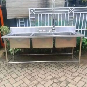 Heavy-Duty Stainless Steel Triple Sink